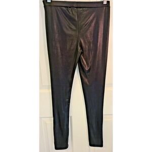 VTG Y2K Miley Cyrus Max Azria Black Shiny Liquid Ankle ZIP‎ Leggings SZ XS